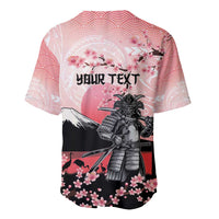 Personalised Japan Samurai Warrior Baseball Jersey Japanese Cherry Blossom Polynesian Pattern - Polynesian Pride