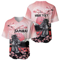 Personalised Japan Samurai Warrior Baseball Jersey Japanese Cherry Blossom Polynesian Pattern - Polynesian Pride