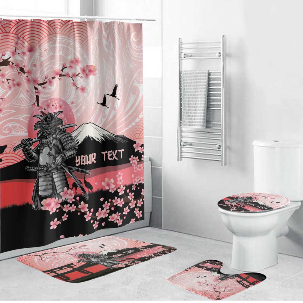 Personalised Japan Samurai Warrior Bathroom Set Japanese Cherry Blossom Polynesian Pattern - Polynesian Pride