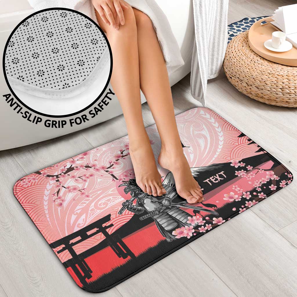 Personalised Japan Samurai Warrior Bathroom Set Japanese Cherry Blossom Polynesian Pattern - Polynesian Pride