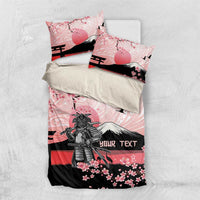 Personalised Japan Samurai Warrior Bedding Set Japanese Cherry Blossom Polynesian Pattern - Polynesian Pride