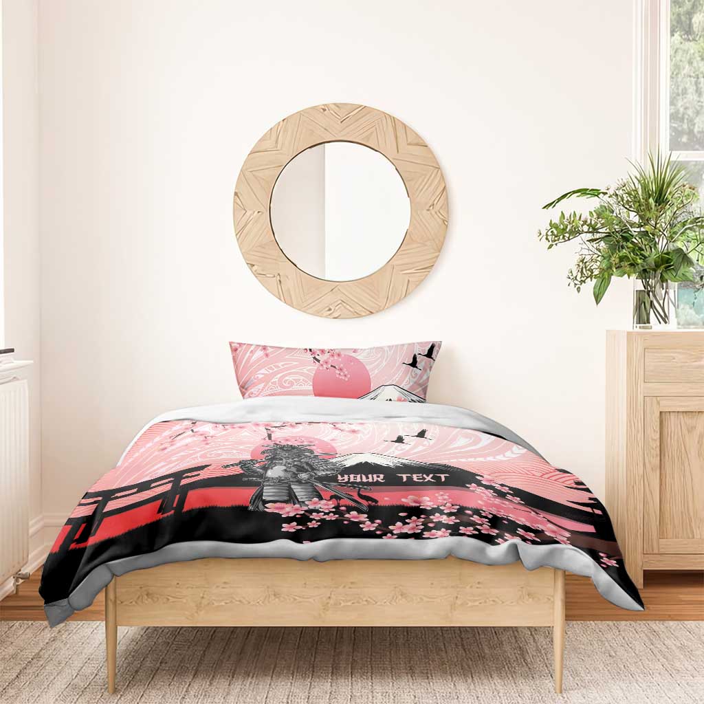 Personalised Japan Samurai Warrior Bedding Set Japanese Cherry Blossom Polynesian Pattern - Polynesian Pride