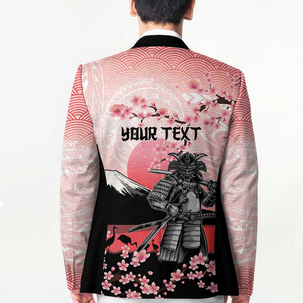 Personalised Japan Samurai Warrior Blazer Japanese Cherry Blossom Polynesian Pattern - Polynesian Pride