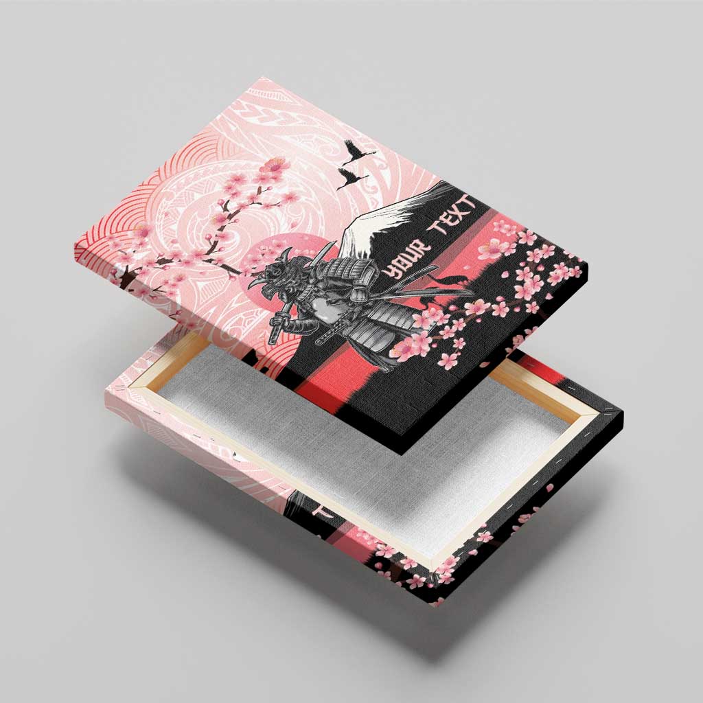 Personalised Japan Samurai Warrior Canvas Wall Art Japanese Cherry Blossom Polynesian Pattern - Polynesian Pride