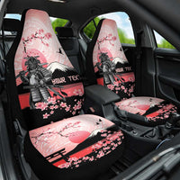 Personalised Japan Samurai Warrior Car Seat Cover Japanese Cherry Blossom Polynesian Pattern - Polynesian Pride