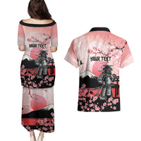 Personalised Japan Samurai Warrior Couples Matching Puletasi and Hawaiian Shirt Japanese Cherry Blossom Polynesian Pattern - Polynesian Pride