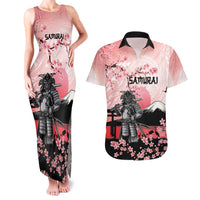 Personalised Japan Samurai Warrior Couples Matching Tank Maxi Dress and Hawaiian Shirt Japanese Cherry Blossom Polynesian Pattern LT14 Pink - Polynesian Pride