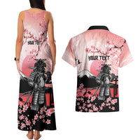 Personalised Japan Samurai Warrior Couples Matching Tank Maxi Dress and Hawaiian Shirt Japanese Cherry Blossom Polynesian Pattern LT14 - Polynesian Pride