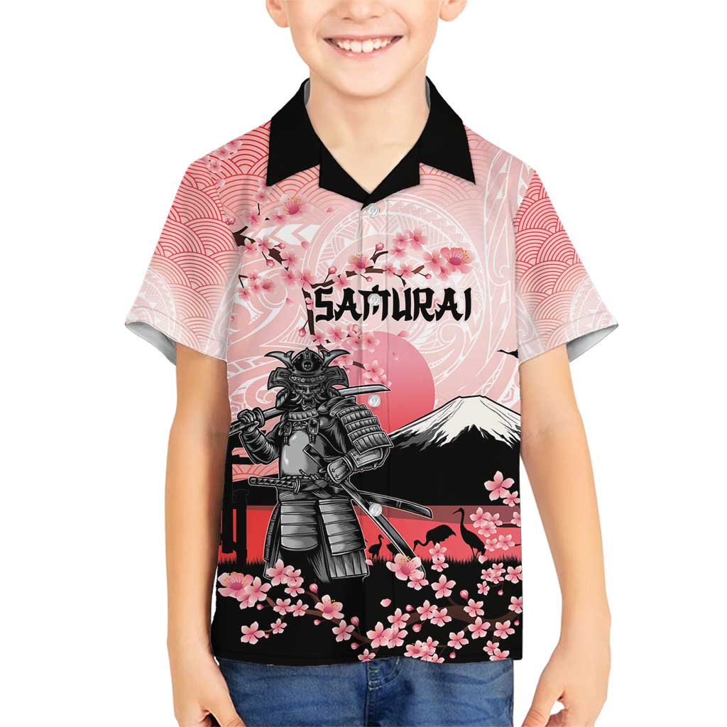 Personalised Japan Samurai Warrior Family Matching Puletasi and Hawaiian Shirt Japanese Cherry Blossom Polynesian Pattern - Polynesian Pride