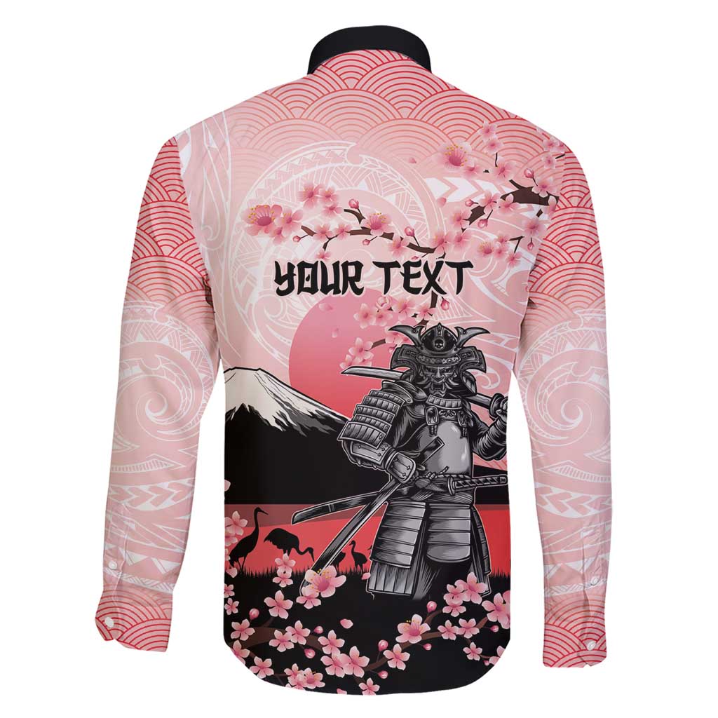 Personalised Japan Samurai Warrior Family Matching Short Sleeve Bodycon Dress and Hawaiian Shirt Japanese Cherry Blossom Polynesian Pattern - Polynesian Pride