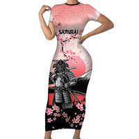 Personalised Japan Samurai Warrior Family Matching Short Sleeve Bodycon Dress and Hawaiian Shirt Japanese Cherry Blossom Polynesian Pattern - Polynesian Pride