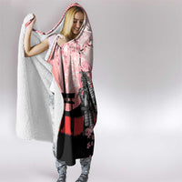 Personalised Japan Samurai Warrior Hooded Blanket Japanese Cherry Blossom Polynesian Pattern LT14 - Polynesian Pride
