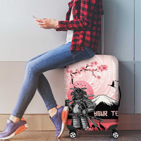 Personalised Japan Samurai Warrior Luggage Cover Japanese Cherry Blossom Polynesian Pattern - Polynesian Pride