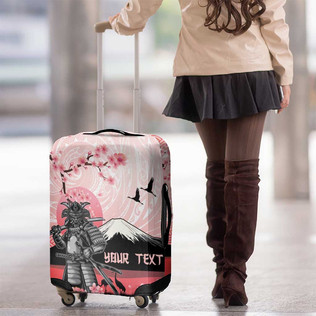 Personalised Japan Samurai Warrior Luggage Cover Japanese Cherry Blossom Polynesian Pattern - Polynesian Pride
