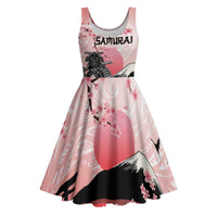 Personalised Japan Samurai Warrior Midi Dress Japanese Cherry Blossom Polynesian Pattern - Polynesian Pride