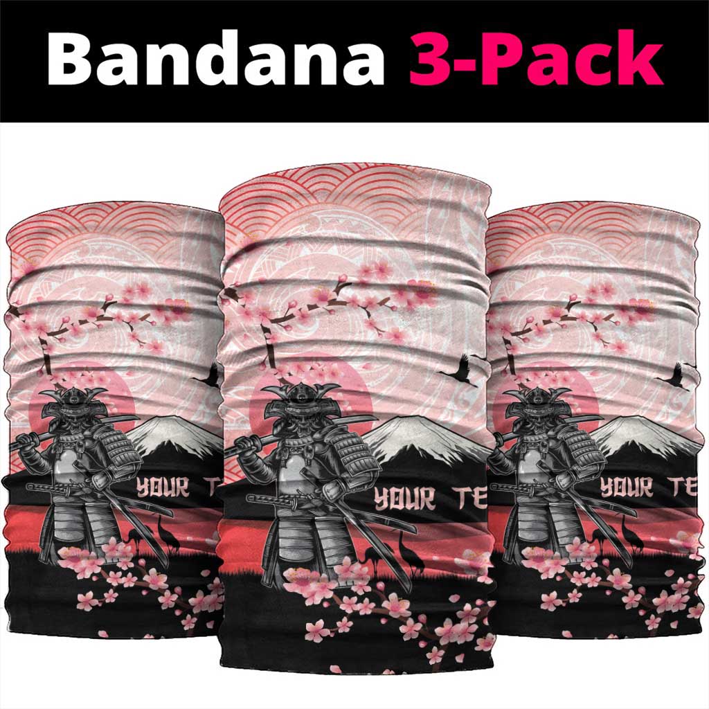 Personalised Japan Samurai Warrior Neck Gaiter Japanese Cherry Blossom Polynesian Pattern - Polynesian Pride