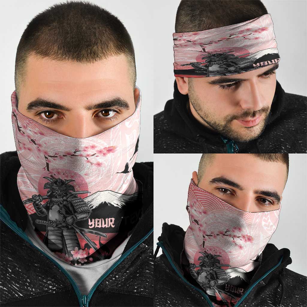 Personalised Japan Samurai Warrior Neck Gaiter Japanese Cherry Blossom Polynesian Pattern - Polynesian Pride