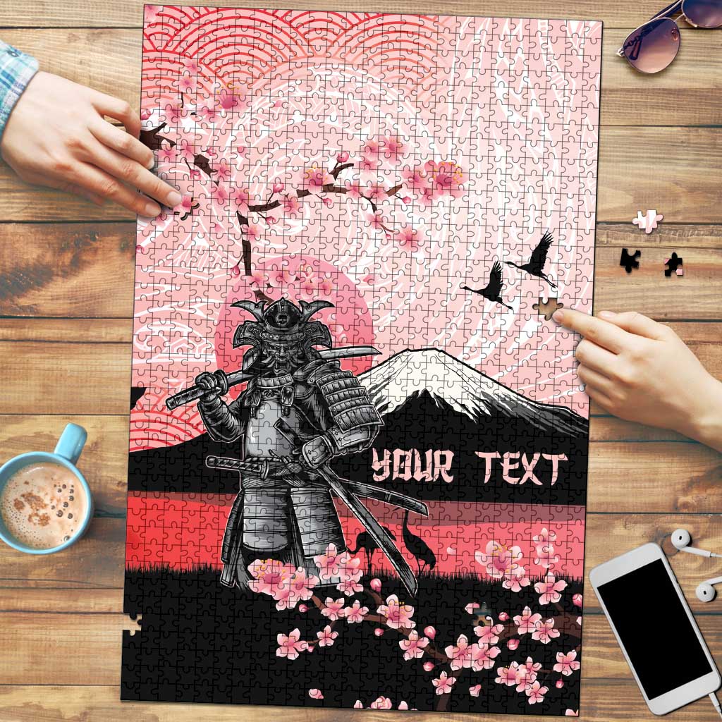 Personalised Japan Samurai Warrior Puzzle Japanese Cherry Blossom Polynesian Pattern - Polynesian Pride