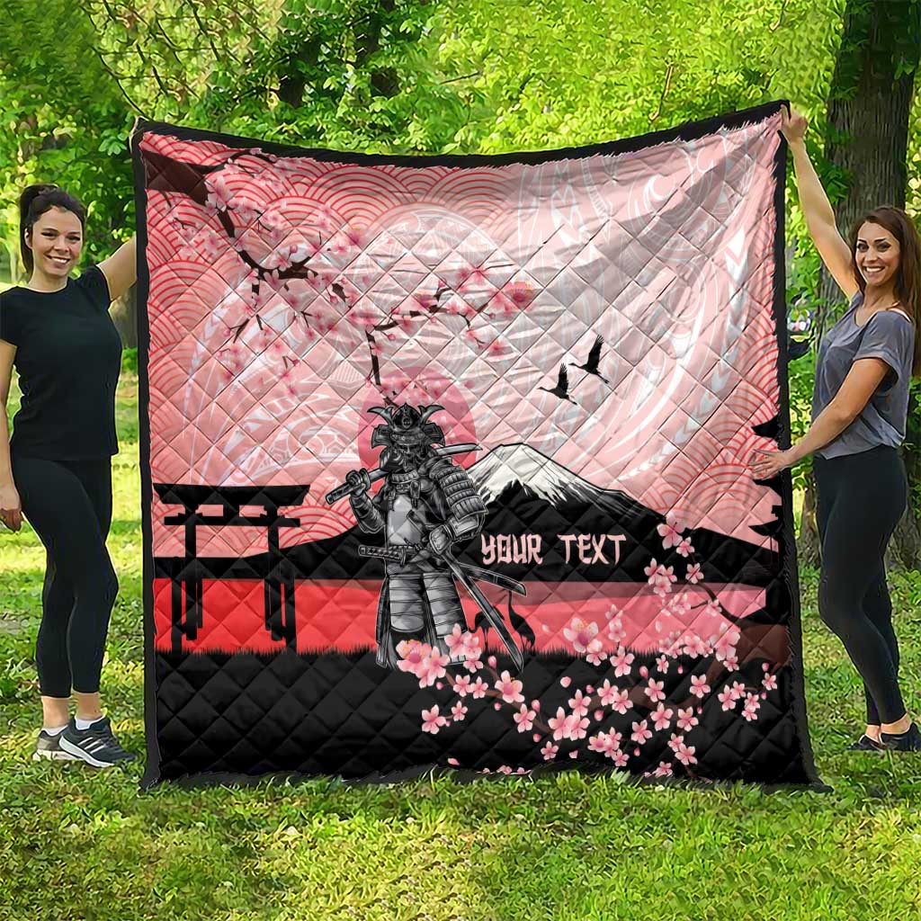 Personalised Japan Samurai Warrior Quilt Japanese Cherry Blossom Polynesian Pattern - Polynesian Pride