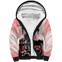 Personalised Japan Samurai Warrior Sherpa Hoodie Japanese Cherry Blossom Polynesian Pattern - Polynesian Pride