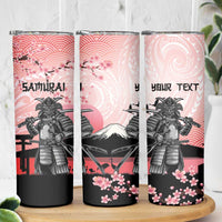 Personalised Japan Samurai Warrior Skinny Tumbler Japanese Cherry Blossom Polynesian Pattern - Polynesian Pride