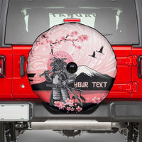 Personalised Japan Samurai Warrior Spare Tire Cover Japanese Cherry Blossom Polynesian Pattern - Polynesian Pride