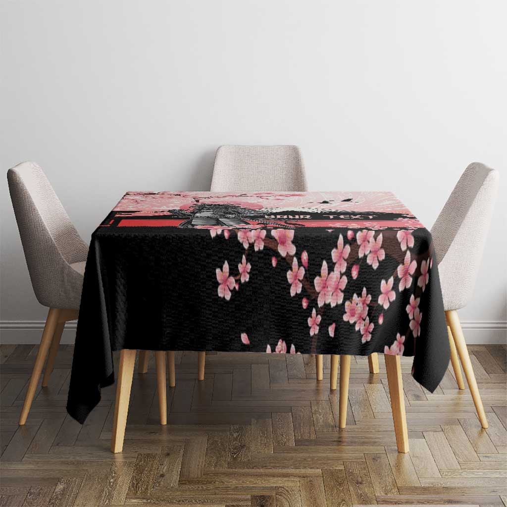 Personalised Japan Samurai Warrior Tablecloth Japanese Cherry Blossom Polynesian Pattern - Polynesian Pride