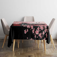 Personalised Japan Samurai Warrior Tablecloth Japanese Cherry Blossom Polynesian Pattern - Polynesian Pride