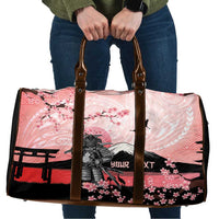Personalised Japan Samurai Warrior Travel Bag Japanese Cherry Blossom Polynesian Pattern - Polynesian Pride