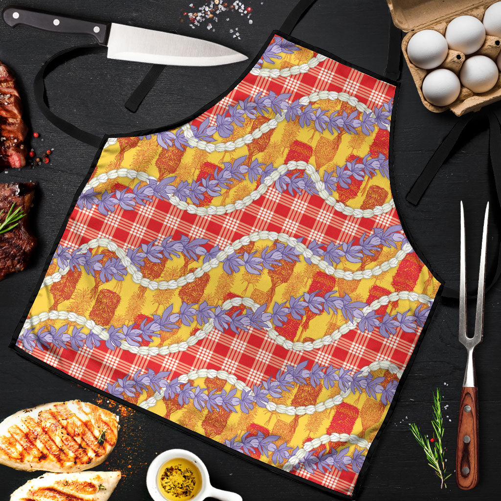 Hawaii Kahili Palaka Motifs Apron Hawaiian Honohono Pikake Lei