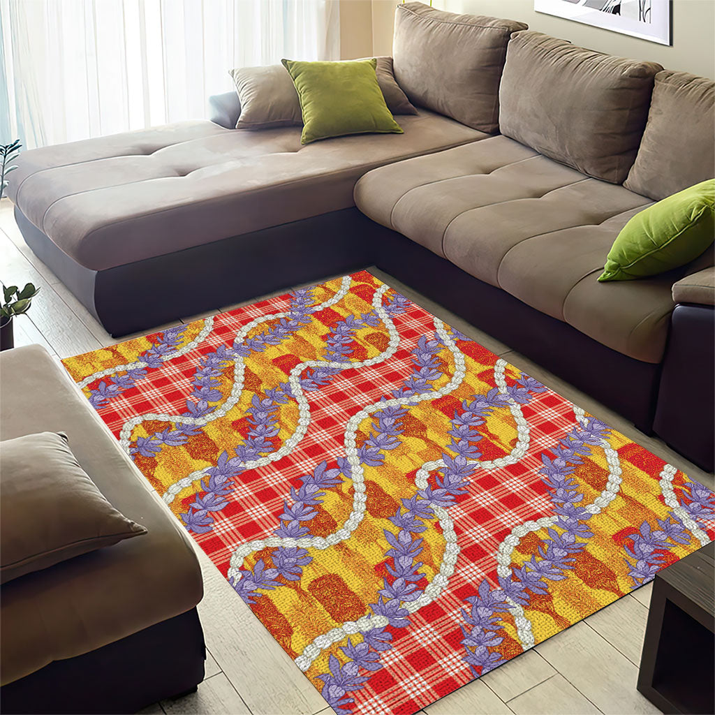 Hawaii Kahili Palaka Motifs Area Rug Hawaiian Honohono Pikake Lei