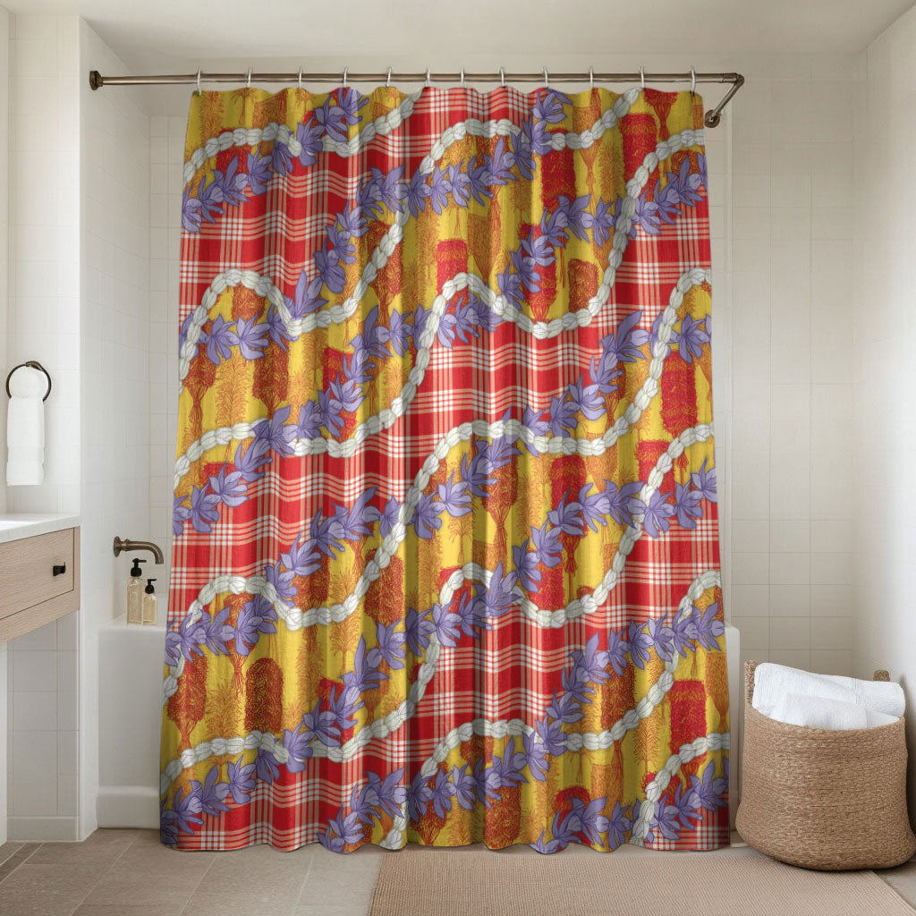 Hawaii Kahili Palaka Motifs Bathroom Set Hawaiian Honohono Pikake Lei