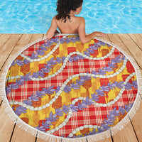 Hawaii Kahili Palaka Motifs Beach Blanket Hawaiian Honohono Pikake Lei