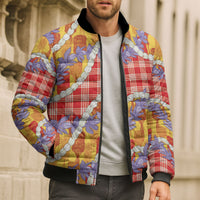 Hawaii Kahili Palaka Motifs Bomber Puffer Jacket Hawaiian Honohono Pikake Lei