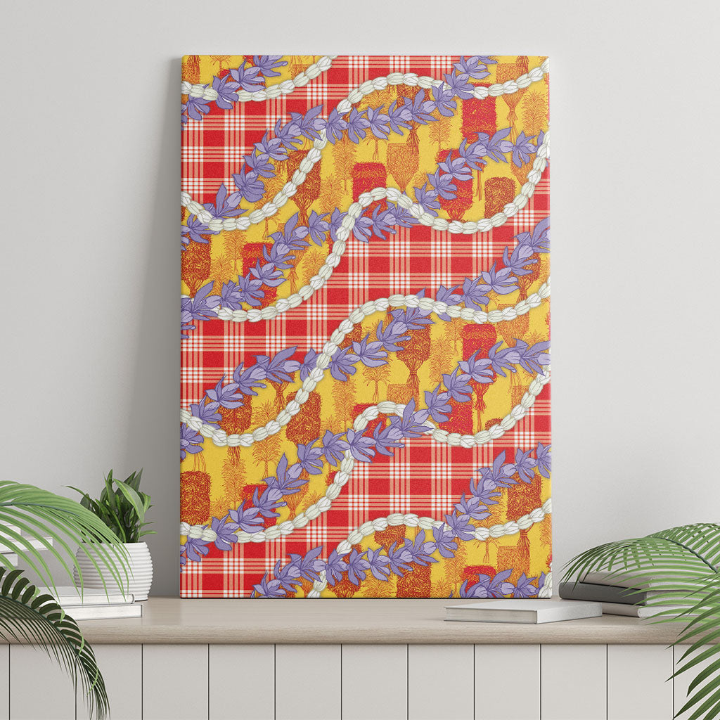 Hawaii Kahili Palaka Motifs Canvas Wall Art Hawaiian Honohono Pikake Lei