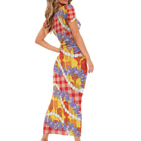 Hawaii Kahili Palaka Motifs Family Matching Short Sleeve Bodycon Dress and Hawaiian Shirt Hawaiian Honohono Pikake Lei