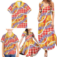 Hawaii Kahili Palaka Motifs Family Matching Summer Maxi Dress and Hawaiian Shirt Hawaiian Honohono Pikake Lei