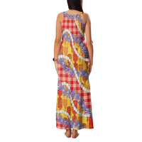Hawaii Kahili Palaka Motifs Family Matching Tank Maxi Dress and Hawaiian Shirt Hawaiian Honohono Pikake Lei