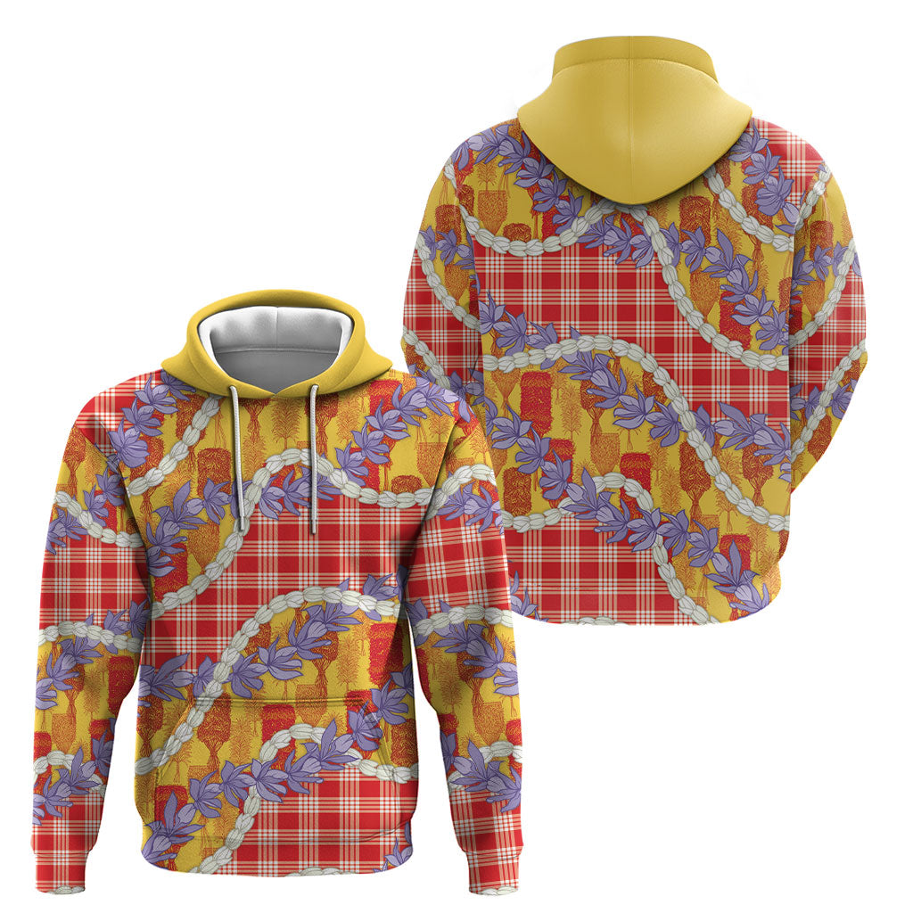 Hawaii Kahili Palaka Motifs Hoodie Hawaiian Honohono Pikake Lei