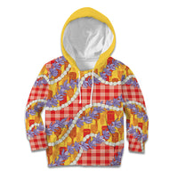 Hawaii Kahili Palaka Motifs Kid Hoodie Hawaiian Honohono Pikake Lei