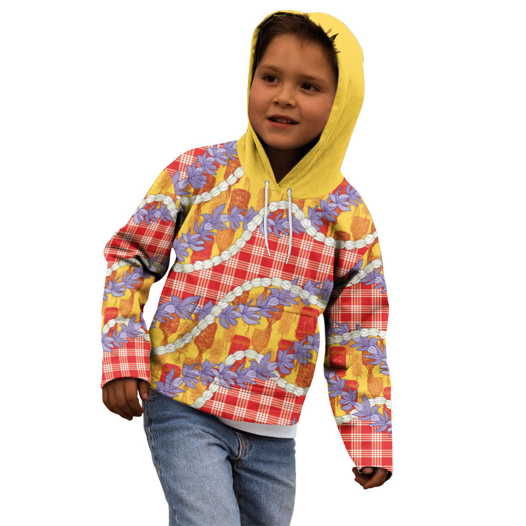 Hawaii Kahili Palaka Motifs Kid Hoodie Hawaiian Honohono Pikake Lei