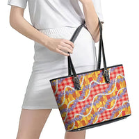 Hawaii Kahili Palaka Motifs Leather Tote Bag Hawaiian Honohono Pikake Lei