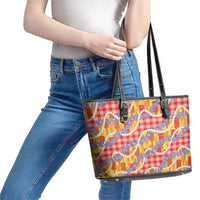 Hawaii Kahili Palaka Motifs Leather Tote Bag Hawaiian Honohono Pikake Lei