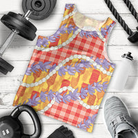 Hawaii Kahili Palaka Motifs Men Tank Top Hawaiian Honohono Pikake Lei