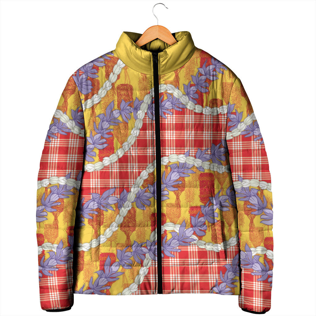 Hawaii Kahili Palaka Motifs Padded Jacket Hawaiian Honohono Pikake Lei