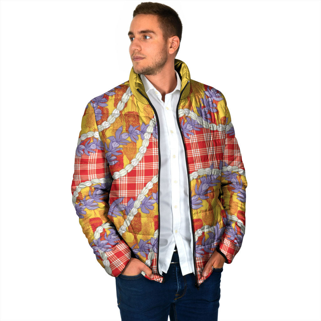 Hawaii Kahili Palaka Motifs Padded Jacket Hawaiian Honohono Pikake Lei