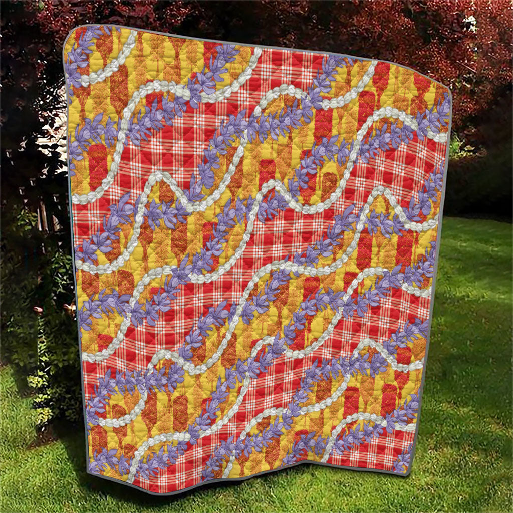 Hawaii Kahili Palaka Motifs Quilt Hawaiian Honohono Pikake Lei