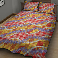 Hawaii Kahili Palaka Motifs Quilt Bed Set Hawaiian Honohono Pikake Lei