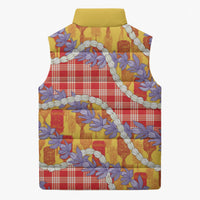 Hawaii Kahili Palaka Motifs Sleeveless Puffer Jacket Hawaiian Honohono Pikake Lei