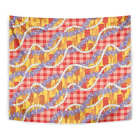 Hawaii Kahili Palaka Motifs Tapestry Hawaiian Honohono Pikake Lei